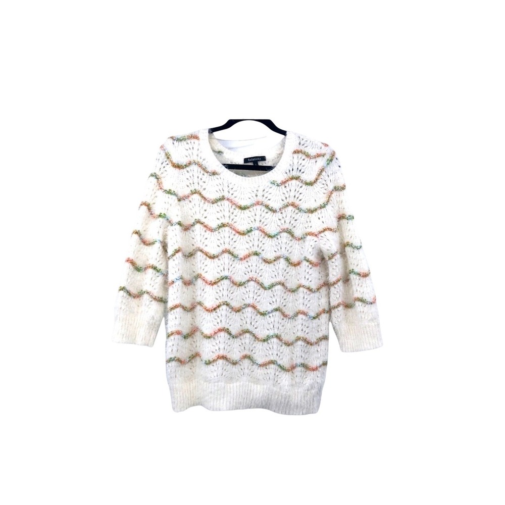 Relativity women's Cream‎ eyelash sweater Strip L